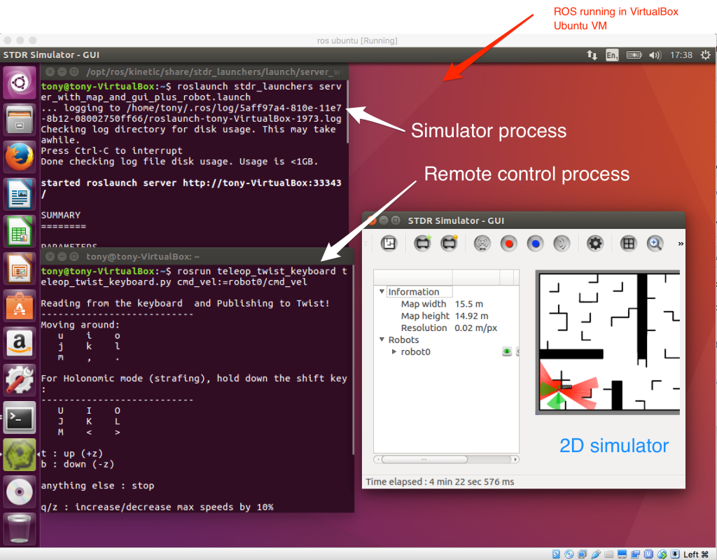 View into VM running ROS and STDR