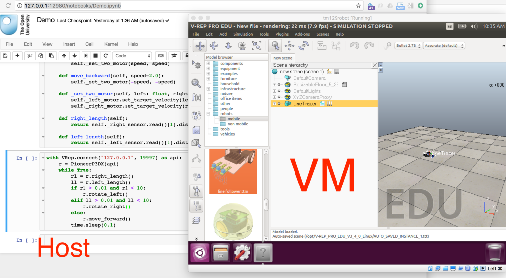 VREP notebook & VM desktop